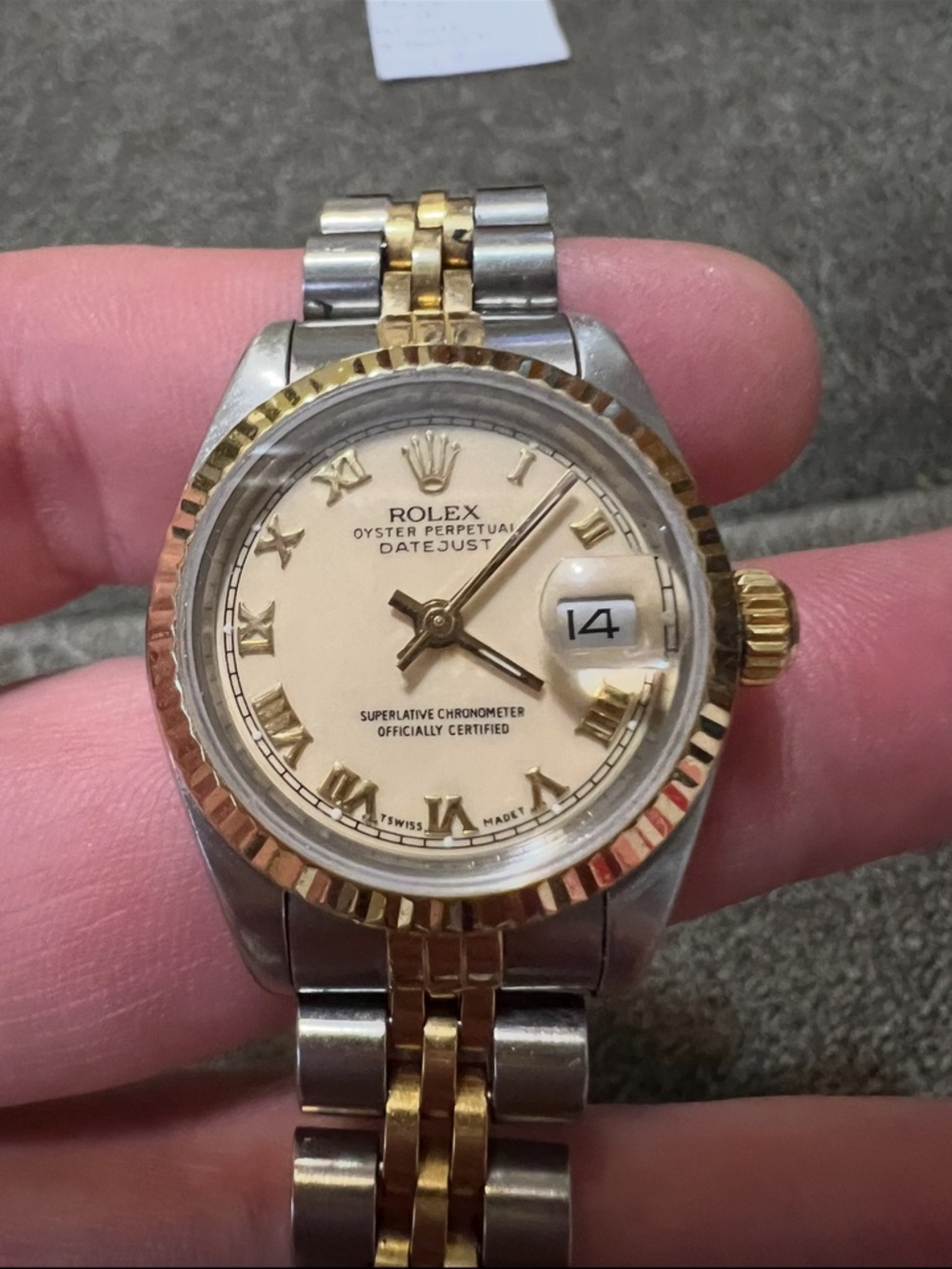 1987 Rolex Two-Tone 18k Gold and Silver Datejust with Ivory Dial 69173